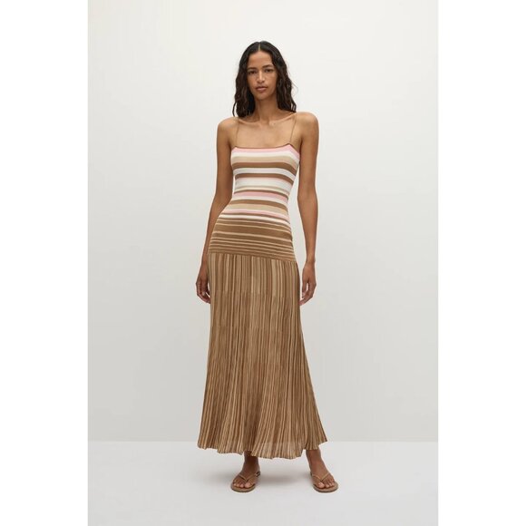 FAITHFULL THE BRAND Esenia Knit Dress in Puce Sepia Stripe Small New Womens Maxi - Picture 16 of 16